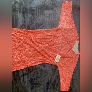 NWT LuLaRoe Red Long Cardigan with White Flower Detail Print